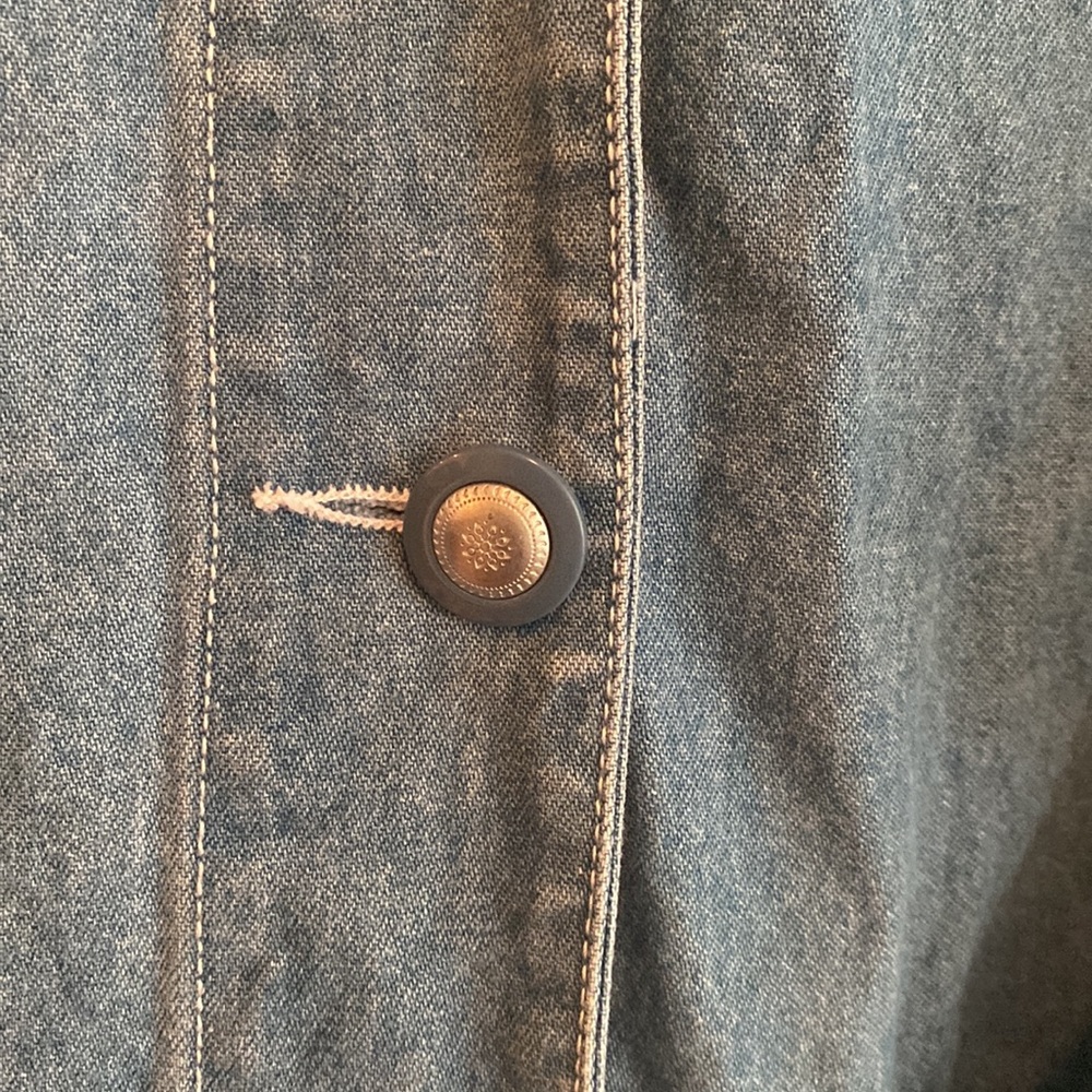Vintage Barn Denim Embroidered Coat Jacket Shacket with Pockets - Picture 2 of 7
